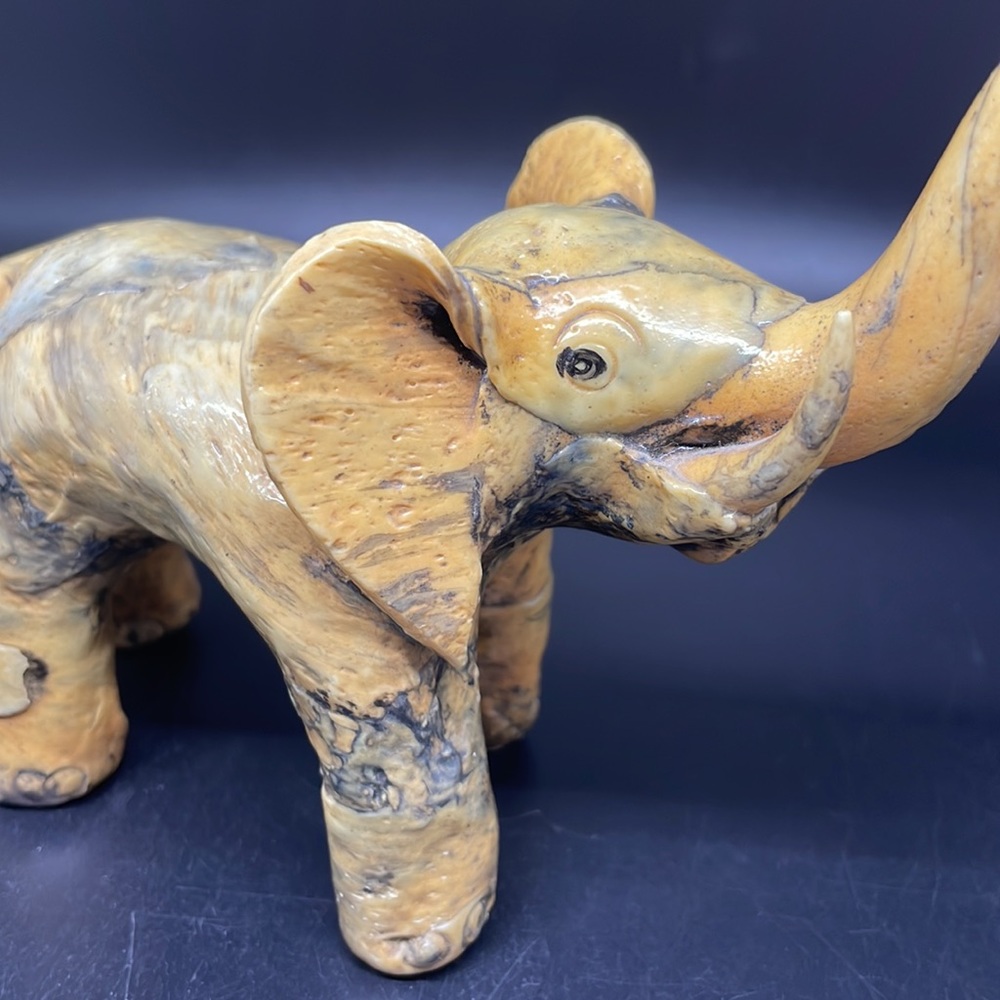 Vintage MCM Handcrafted Pressed Crushed Oyster Shell Elephant Figurine